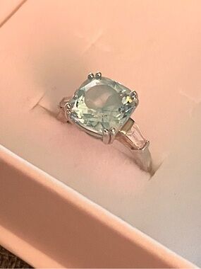 QVC 925 Sterling Silver Sim Blue Topaz Ring Size 5